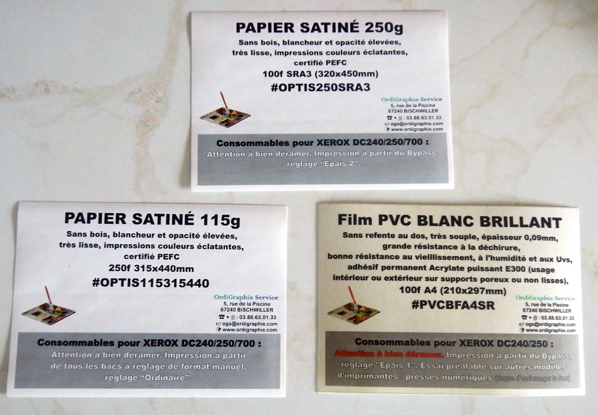 Stickers pour différents types de ramettes en marque blanche